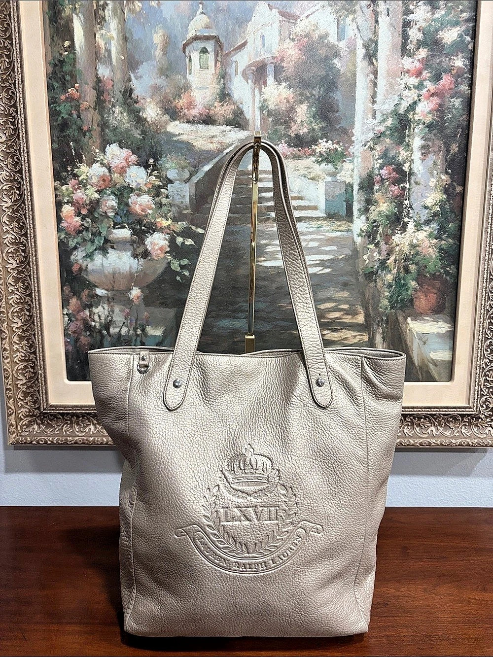Ralph Lauren Leather-Style Tote in Gold Tone